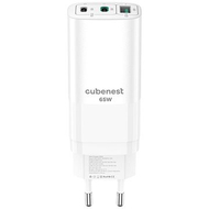 Karikues GaN CubeNest S3D0, 65W, 3 porta USB C dhe USB A, i bardhë