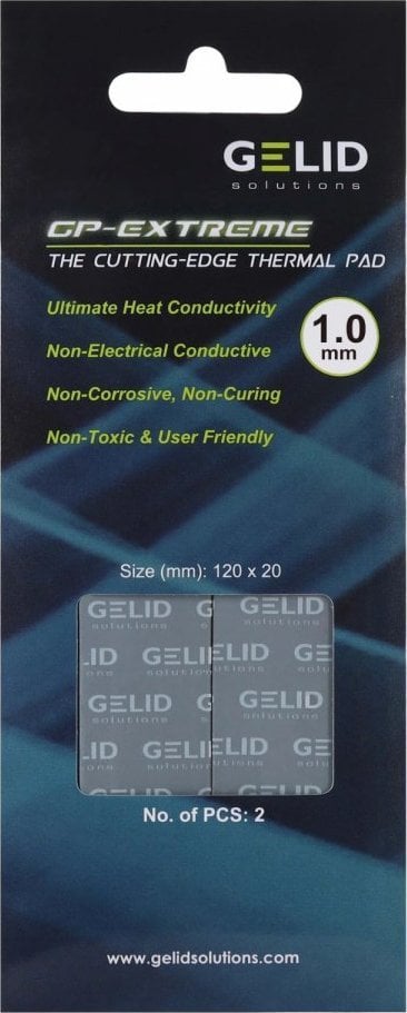 Pad termik Gelid Solutions GP Extreme TP VP05 B, 120x20mm, trashësi 1.0mm, set 2 copë, blu