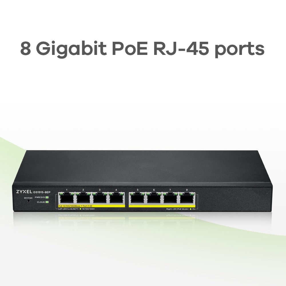 Switch i menaxhuar Zyxel GS1915-8EP, 8 porta Gigabit, PoE, gri