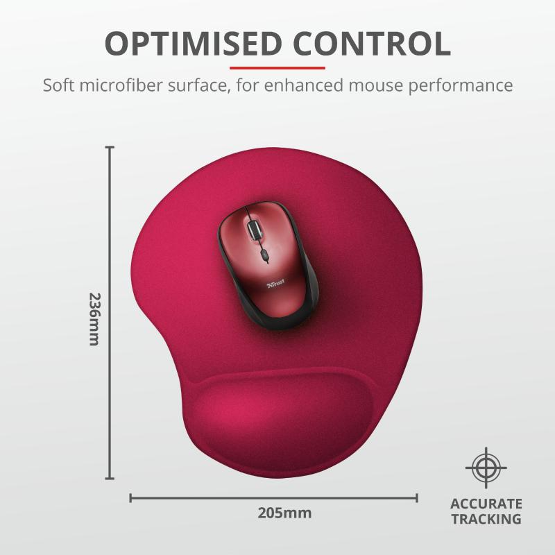Mousepad ergonomik Trust BigFoot, me mbështetje për kyç, i kuq