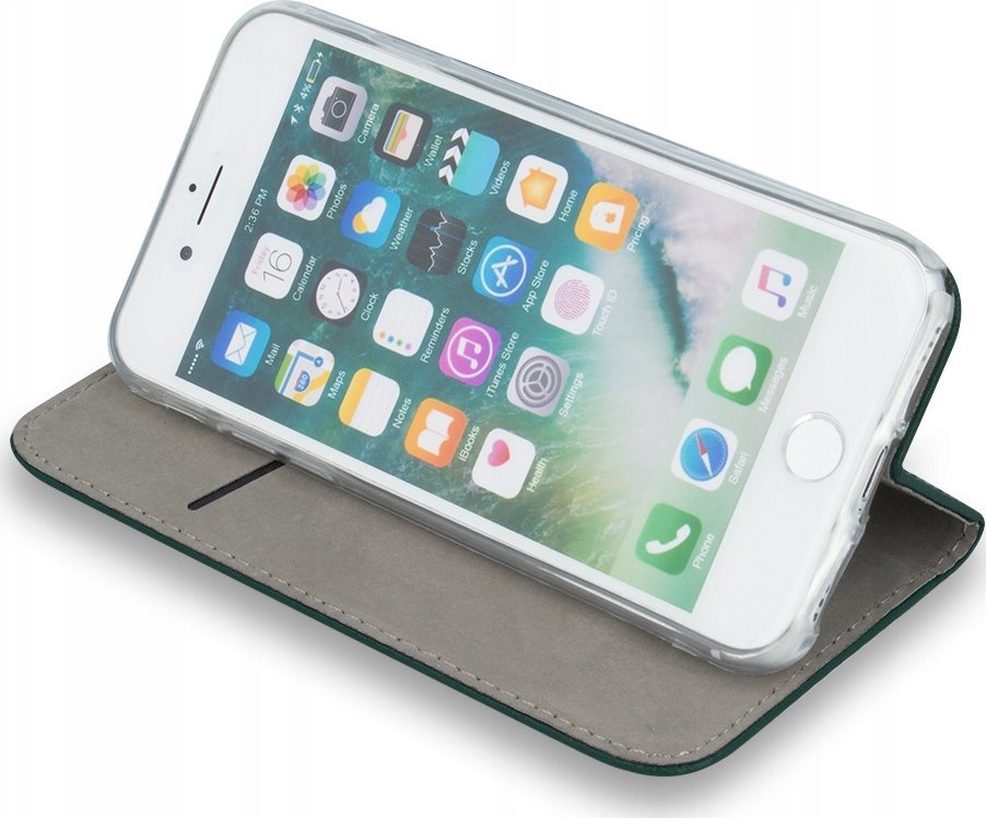 Mbulesë magnetike për telefon Smart, për iPhone SE 2024, me xhep karte, jeshile e errët