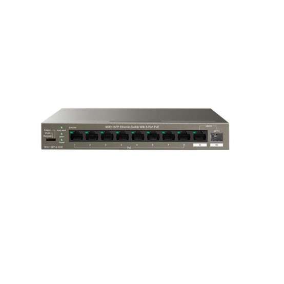 Switch rrjeti Tenda TEG1110PF-8-102W, 8 porta PoE Gigabit, 92W, metalik