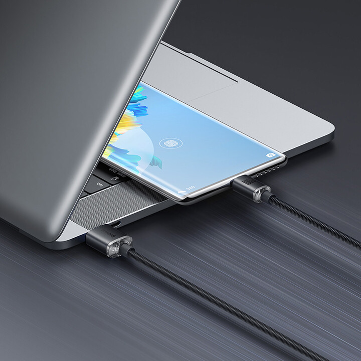 Kabllo karikimi / të dhënash Baseus Crystal Shine Series USB-A - USB-C, 100W, 1.2m, e zezë