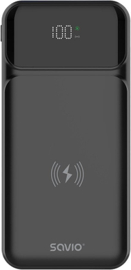 Power bank Savio BA-09, 10000mAh, karikim wireless, i zi
