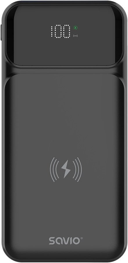 Power bank Savio BA-09, 10000mAh, karikim wireless, i zi