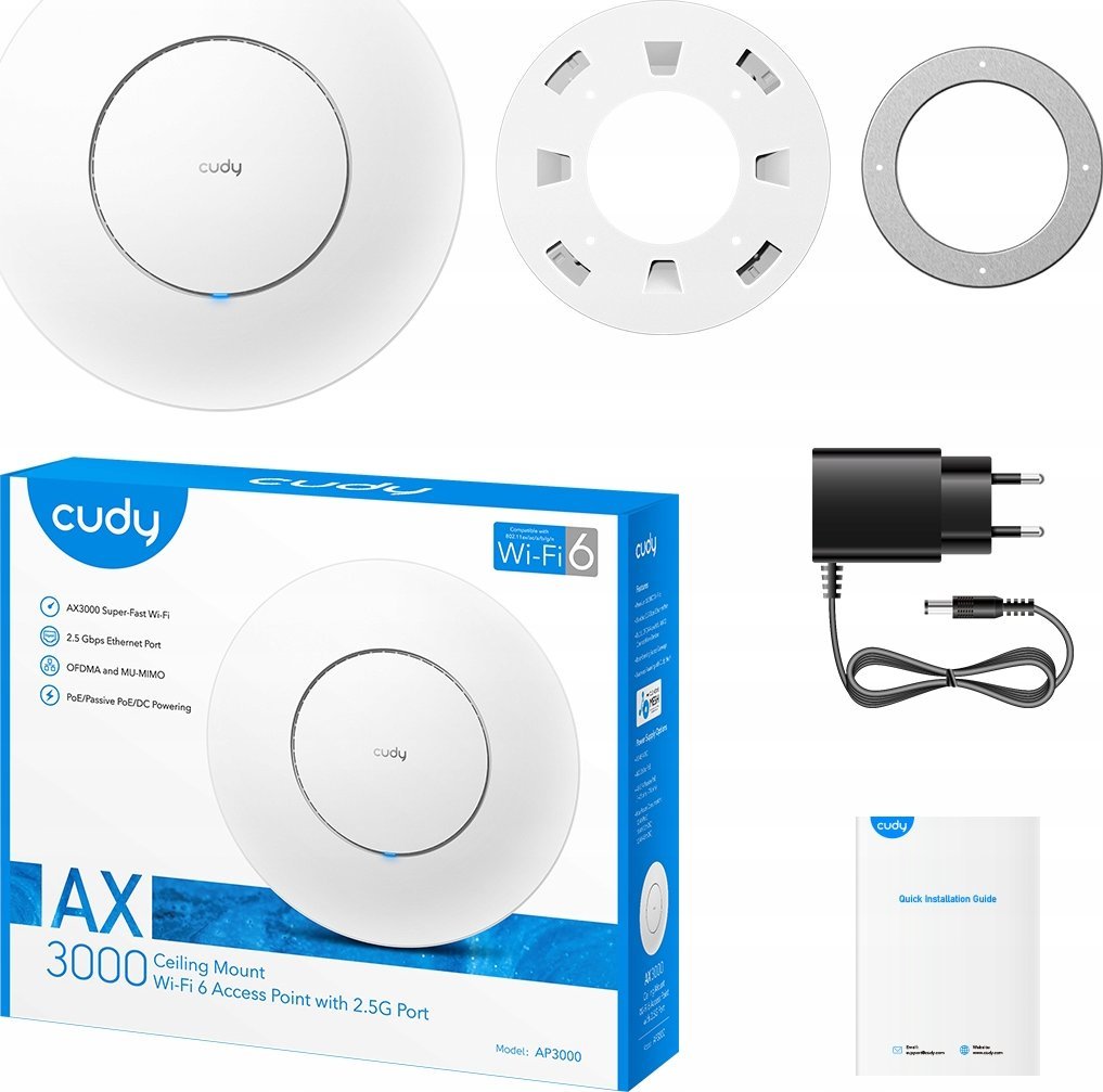Pikë aksesi Cudy AP3000_P, Wi Fi 6, 2976 Mbit/s, e bardhë