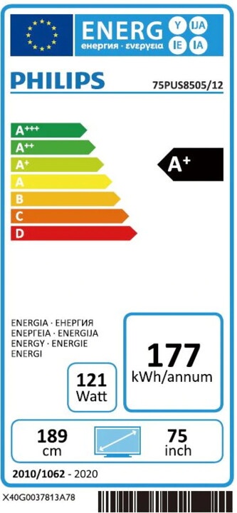 Televizor Philips 75PUS8505 - 75" (189cm), 4K UHD, i argjendtë