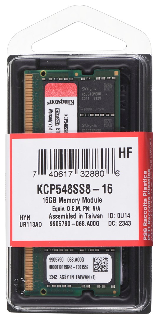 Меморија Кингстон SODIMM DDR5, 16GB, 4800MHz, CL40, црна