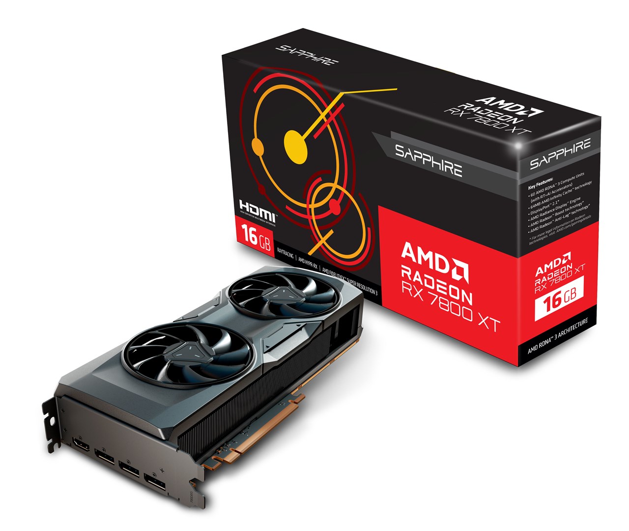 Kartelë grafike Sapphire AMD Radeon RX 7800 XT, 16GB GDDR6, e zezë