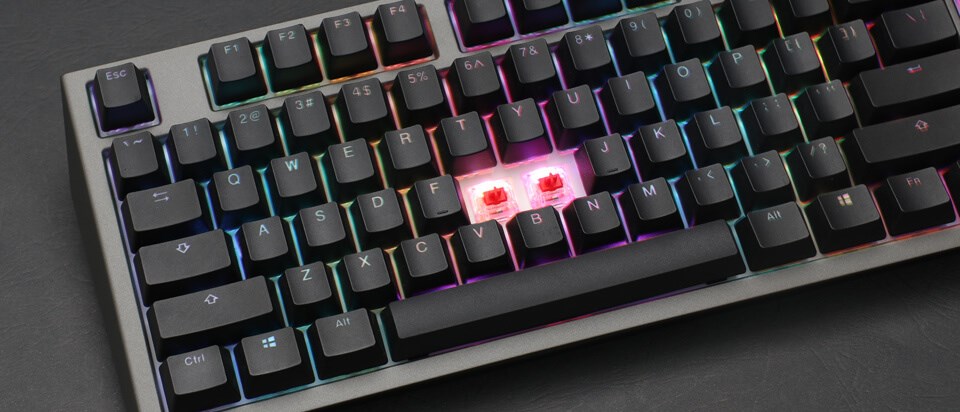 Tastierë lojërash Ducky Shine 7, Cherry MX Blue, e zezë/e hirtë