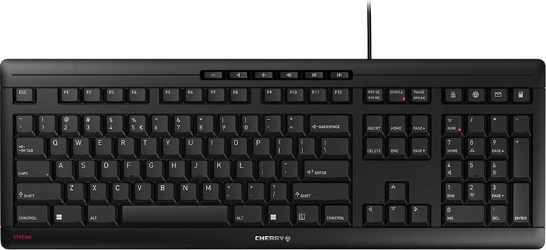 Tastierë Cherry Stream JK-8500EU-2, me kabllo, me butona të qetë, e zezë