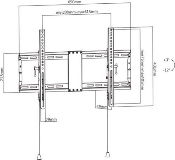 Mbajtëse muri për TV Gembird WM-80T-01, 37-80", 70 kg, e zezë