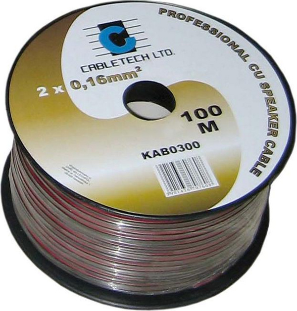 Kabllo altoparlanti Cabletech KAB0300, 2x0.16mm² bakër, 100m, transparent