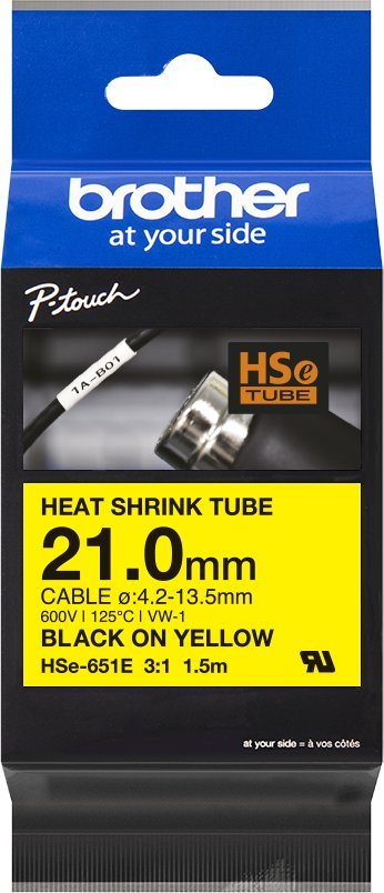Туба за стегање Brother HSE-651E, 21mm, црн текст на жолто