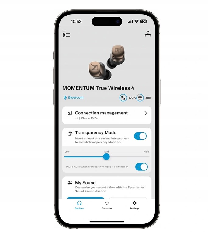 Kufje Sennheiser MOMENTUM True Wireless 4, 30 orë, të bardha