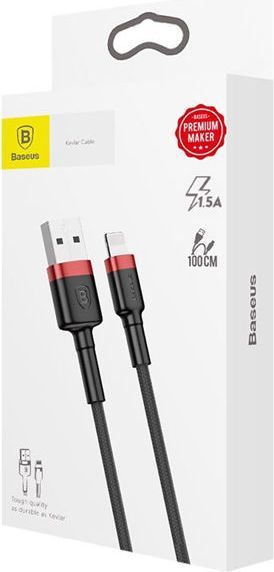 Kabllo Baseus USB Kevlar USB Lightning iPhone, 2.4A, 1m, e kuqe
