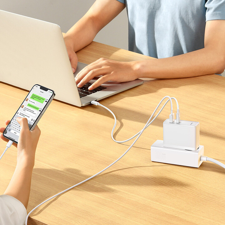 Karikues Baseus GaN5 Pro, USB-C, USB-A, 100W, i bardhë