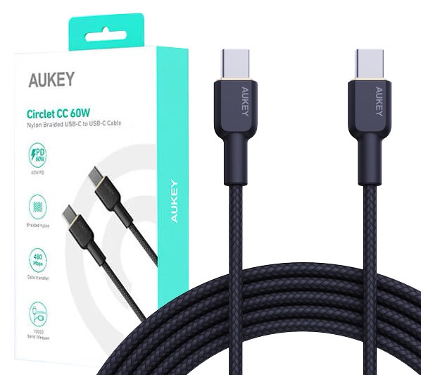 Кабел Aukey, USB C / USB C, 1 m