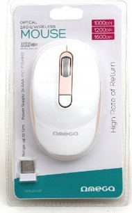 Maus wireless Omega OME-421, 2.4GHz, 1600 DPI, i bardhë me rozë