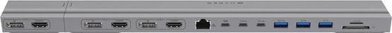 Docking station HyperDrive HD156, 15 porta USB C, për MacBook 13–16", gri