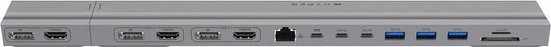 Docking station HyperDrive HD156, 15 porta USB C, për MacBook 13–16", gri