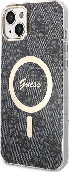 Set aksesorësh Guess GUBPP14MH4EACSK për iPhone 14 Plus, husë hardcase 4G Print MagSafe, karikues wireless, e zezë