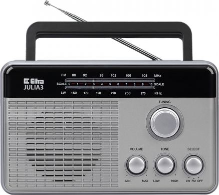Radio portative Eltra Julia 3, AM FM, 230V dhe bateri, gri