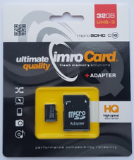 Kartë memorike microSDHC Imro 32GB, Class 10 UHS U3, me adapter