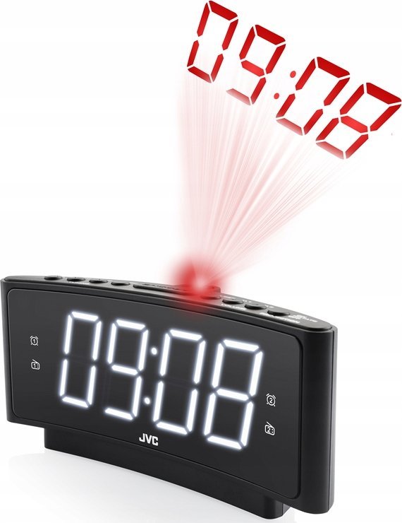 Radio orë JVC RA-E314B, projekcion ore, alarm i dyfishtë, e zezë