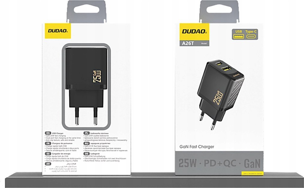 Karikues muri Dudao A26TEU GaN, 25W, PD dhe QC, i zi