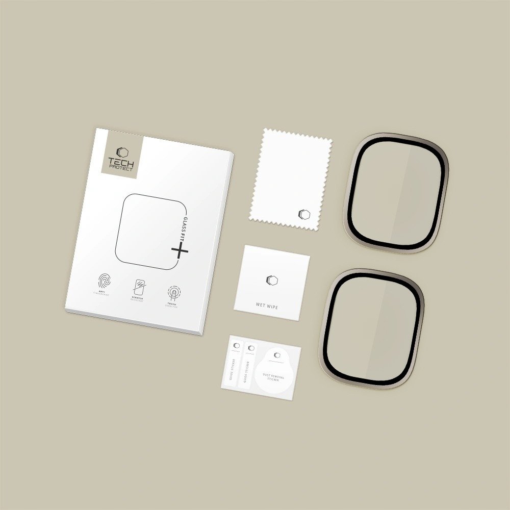 Mbrojtëse ekrani Tech-Protect Panzer Glass Ring për Apple Watch Ultra 1 2 49mm, 2 copë, titani, transparente