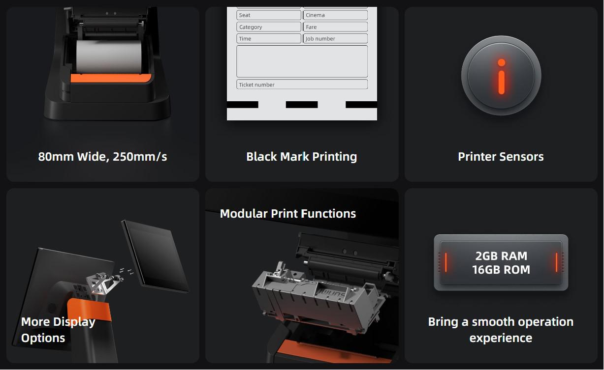 Sistem POS desktop SUNMI L1586 D2s Plus, 15.6"+15.6", 2GB RAM 16GB, i zi