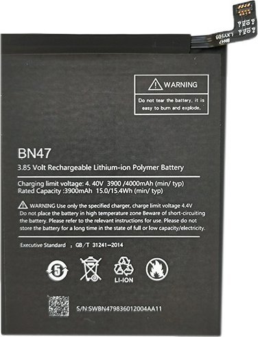 Bateri për telefon Xiaomi Mi A2 Lite, 4000mAh, Li poly, e zezë