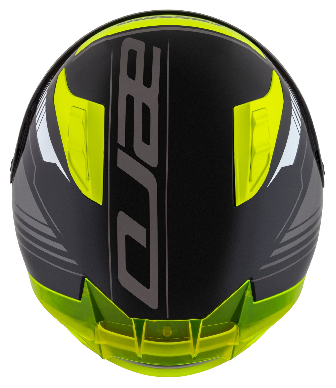 Helmetë moto CASSIDA Aero Drome, integrale, ECE 22.06, e zezë e verdhë fluo e bardhë gri