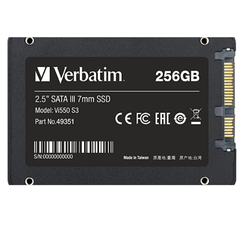 Disk i brendshëm SSD Verbatim Vi550 S3, 2.5", 256GB, i zi