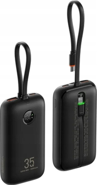 Powerbank Veger Super Mini, 10000 mAh, PD QC3.0, me kabllo Type C dhe Lightning, i zi