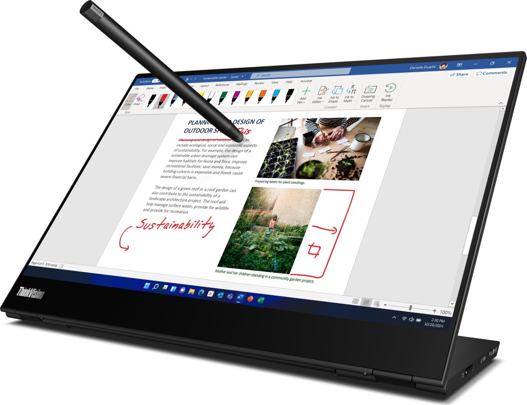 Monitor portativ ThinkVision M14t Gen 2, 14'', 2.2K (2240x1400), Touchscreen, 60Hz, i zi