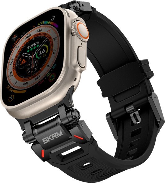 Rrip ore inteligjente Skinarma Titon për Apple Watch Ultra 49mm, i papërshkueshëm nga uji, i zi