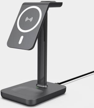 Ngarkues wireless 3 në 1 ESTUFF ES638201, MagSafe, QI, alumin, i argjendtë