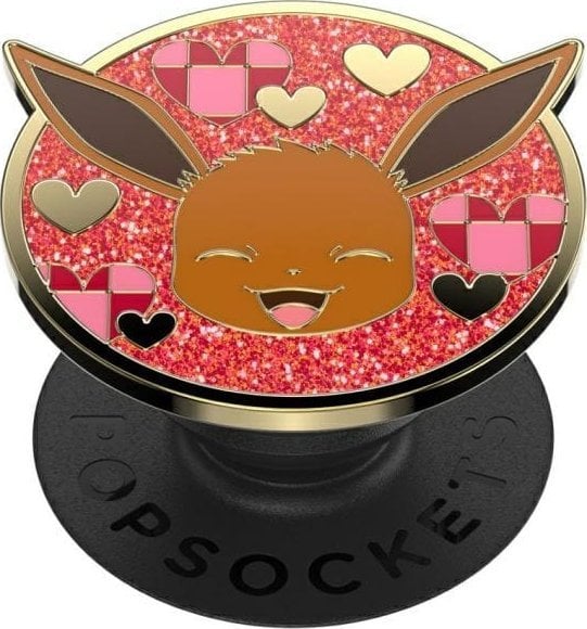 Mbajtëse telefoni PopSockets Pokemon PopGrip, Eevee Enamel Hearts, kafe