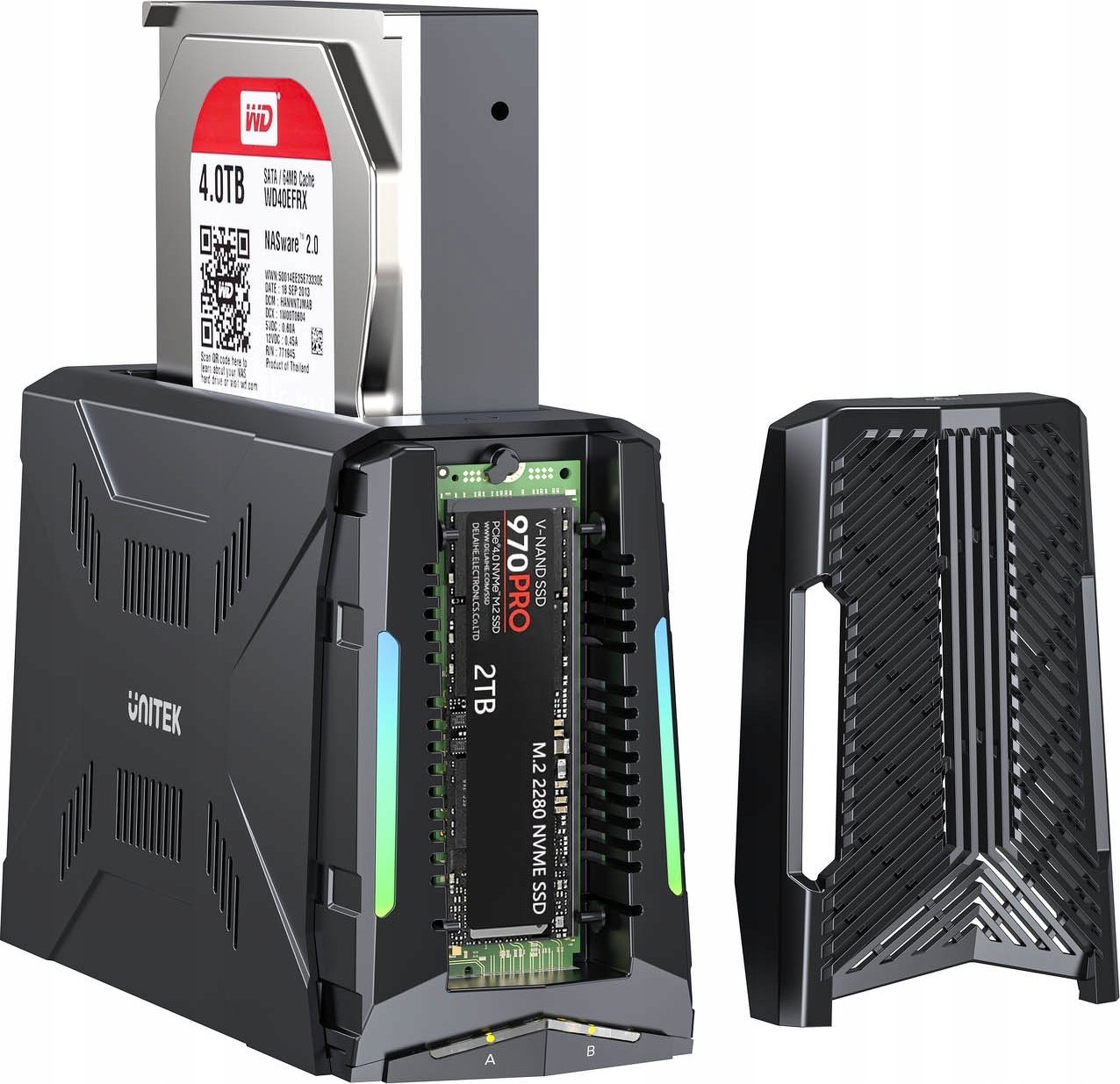 Stacion dokimi Unitek, 1x M.2 NVMe, 1x disk SATA, USB C 10 Gbps