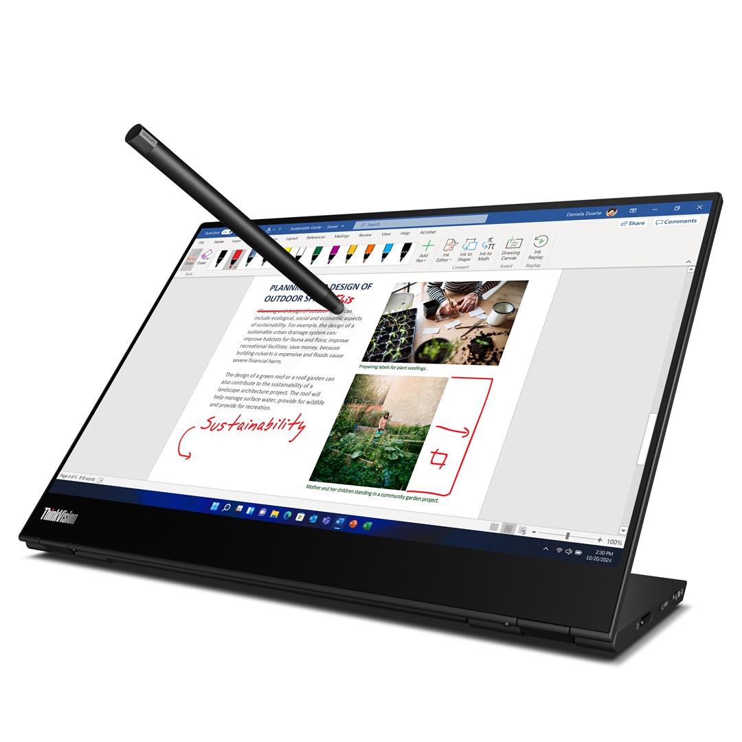 Monitor portativ Lenovo ThinkVision M14t Gen 2, 14", 2.2K touchscreen, i zi