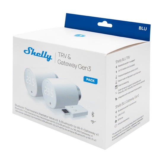 Valvul termostatike inteligjente Shelly Blu TRV 2, Wi-Fi, Bluetooth, e bardhë