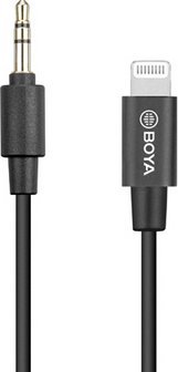 Adapter audio Boya BY-K1, Lightning në 3.5 mm, 20 cm, i zi