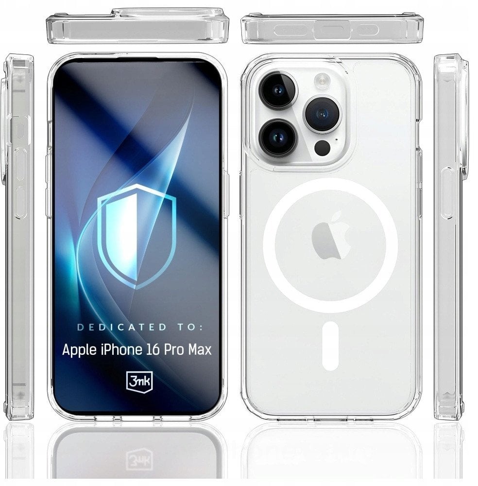 Mbulesë telefoni 3MK Armor MagCase për iPhone 16 Pro Max, me MagSafe, transparente
