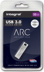 USB flash Integral Metal ARC, 32GB, USB 3.0, metalik