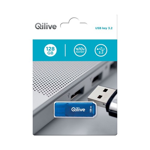 USB memorje Qilive 128GB, USB 3.2, blu