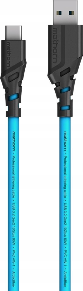 Kabllo tethering Mathorn MTC-200, USB A në USB C, 2m, blu