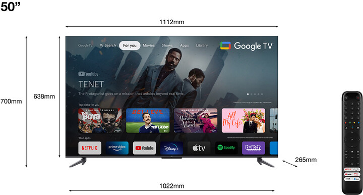 Televizor TCL 50C645, 50" (126cm), 4K UHD, titan