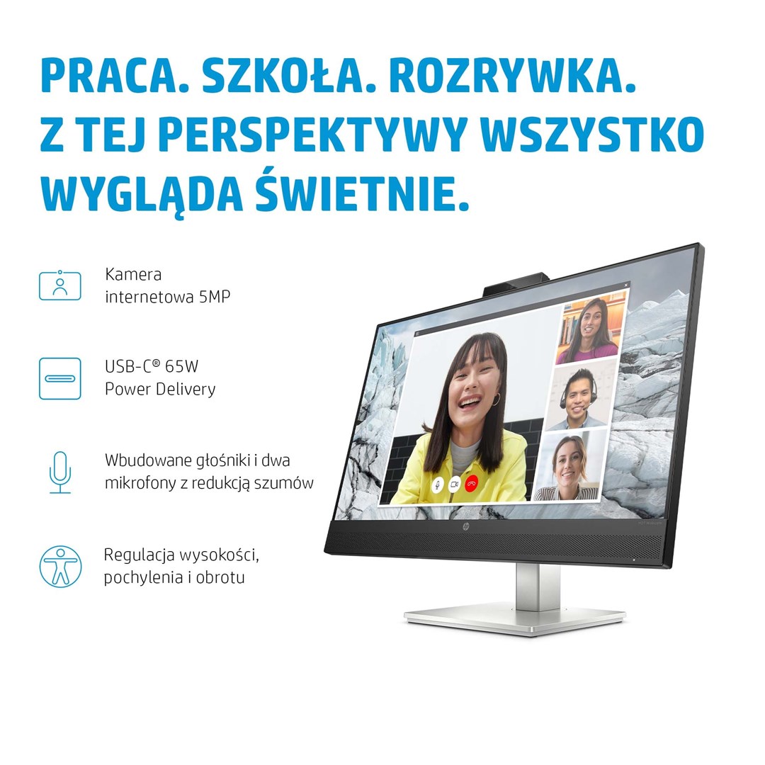 Monitor HP E-Series E27m G4, 27", QHD USB-C, i zi/i argjendtë